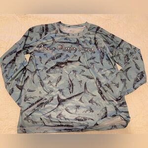 3 for$5✨Alvin’s Island Boys Fish Graphic Long Sleeve Rash Guard Size M(Age 8-10)